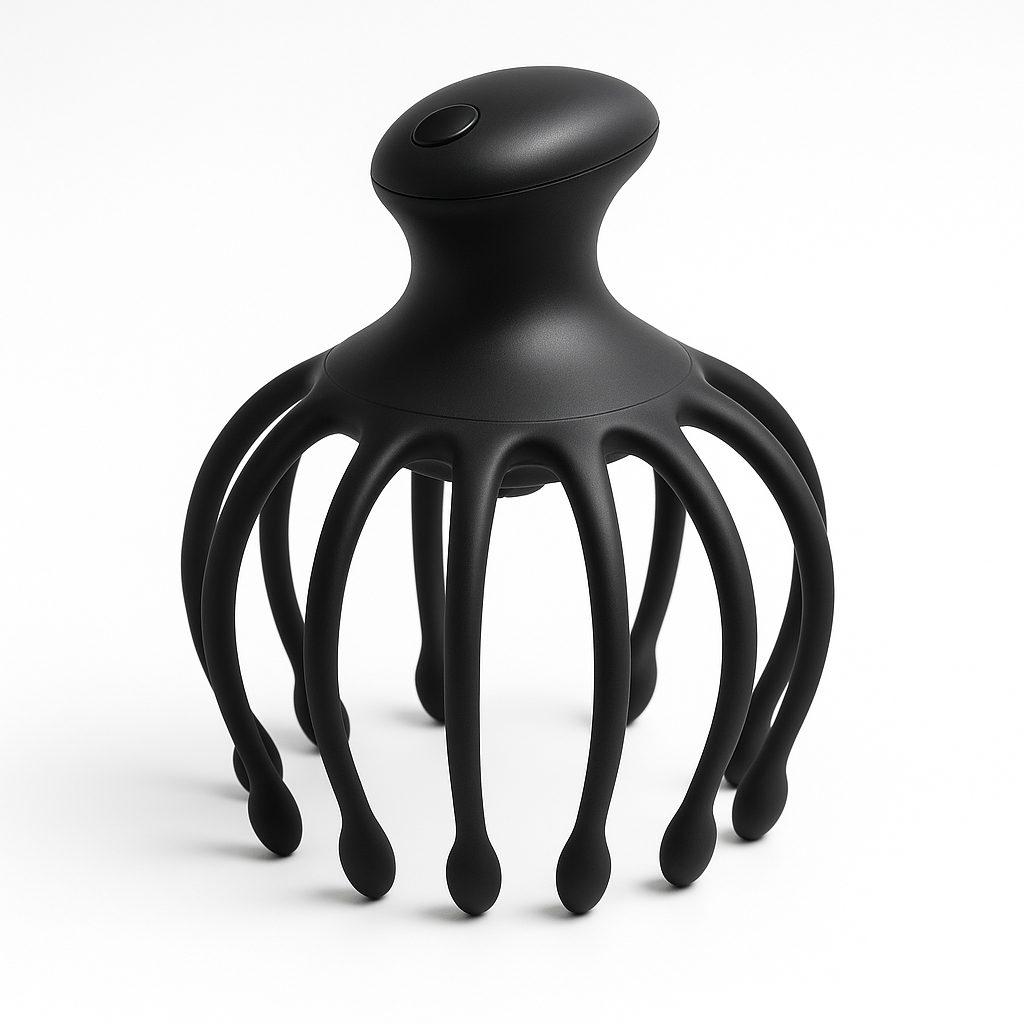 CalmCrown Electric Octopus Scalp Massager - 8 heads, white background